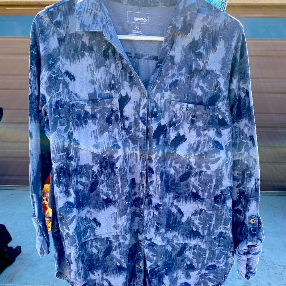 Navy and blue button up Shirt